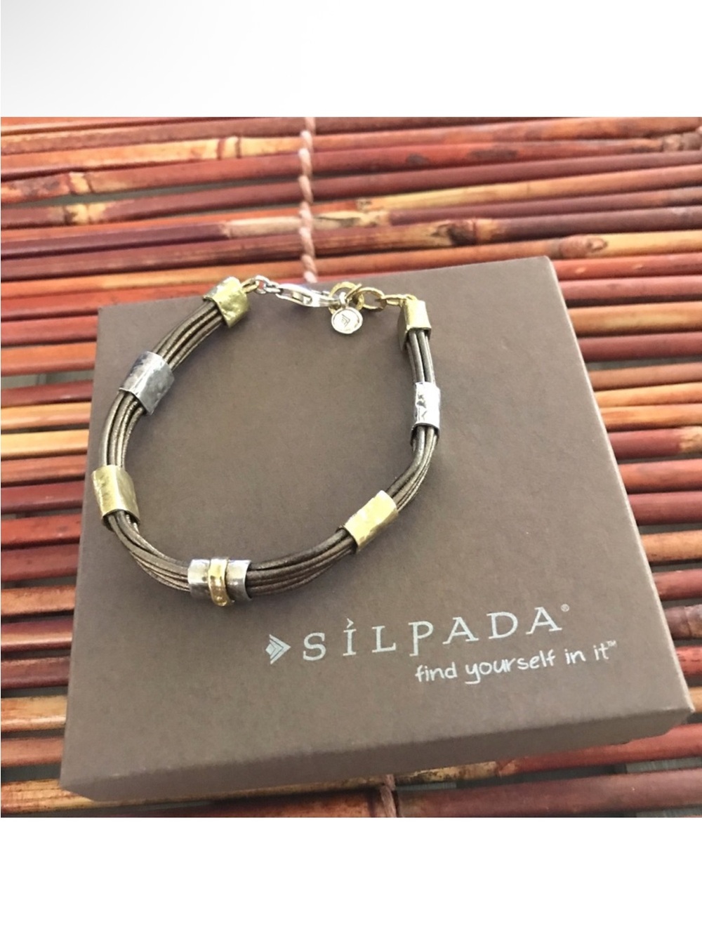 Silpada Sterling Silver Leather & Brass Bracelet